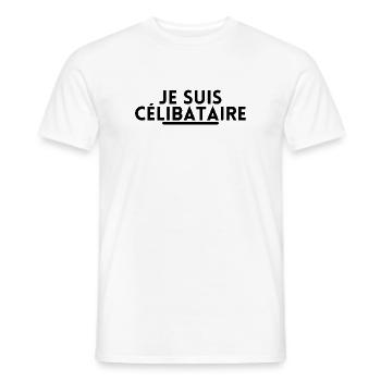 je suis célibataire. t shirt pour célibataire - T-shirt homme - blanc - Devant - AI Model Male 178 dark (178cm)