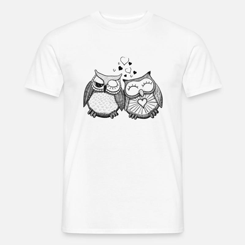 verliebte Eulen - Männer T-Shirt - Weiß
