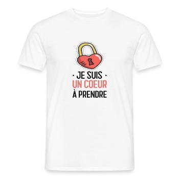 Je suis un cœur a prendre - T-shirt homme - blanc - Devant - AI Model Male 178 dark (178cm)