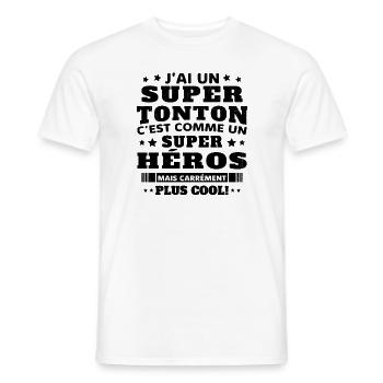 J'ai un super tonton mais carrément plus cool - T-shirt homme - blanc - Devant - AI Model Male 178 dark (178cm)