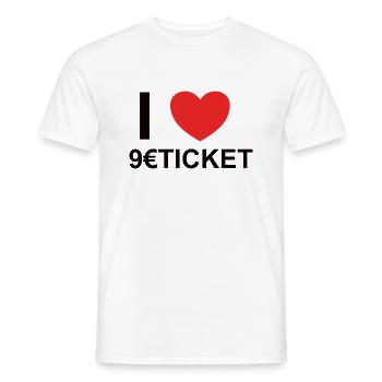 9 Euro Ticket Zug Deutschlandweit Nahverkehr - Männer T-Shirt - Weiß - Vorne - AI Model Male 178 dark (178cm)