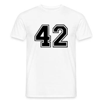 42 - Men's T-Shirt - white - Front - AI Model Male 178 dark (178cm)