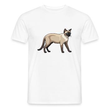 Mignon Voiture Siamois - Chat Autocollant - T-shirt homme - blanc - Devant - AI Model Male 178 dark (178cm)