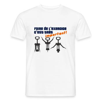 Faire de l'exercice c'est très important - T-shirt homme - blanc - Devant - AI Model Male 178 dark (178cm)