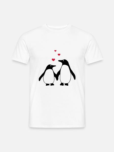 verliebte Pinguine - Männer T-Shirt - Weiß