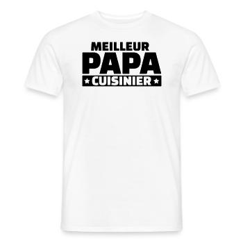 Meilleur papa cuisinier - T-shirt homme - blanc - Devant - AI Model Male 178 dark (178cm)
