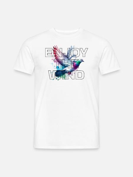 Enjoy The Wind, Dove in the wind - Männer T-Shirt - Weiß