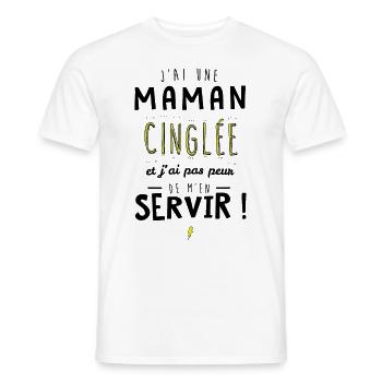 J'ai un maman cinglée et je peux m'en servir - T-shirt homme - blanc - Devant - AI Model Male 178 dark (178cm)