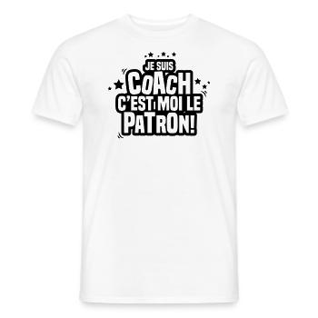 je suis coach c'est moi le patron - T-shirt homme - blanc - Devant - AI Model Male 178 dark (178cm)