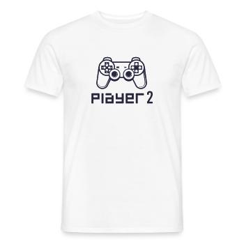 Contrôleur de jeu Player 2 PS - T-shirt homme - blanc - Devant - AI Model Male 178 dark (178cm)