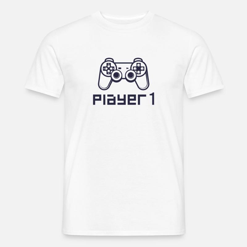 Player 1 Gaming Controller PS - Männer T-Shirt - Weiß