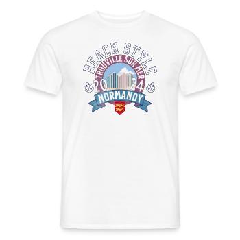 Beach style Normandy Trouville - T-shirt homme - blanc - Devant - AI Model Male 178 dark (178cm)