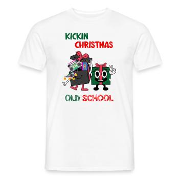 Kickin Christmas Old School, Old School Xmas - Men's T-Shirt - white - Front - AI Model Male 178 dark (178cm)