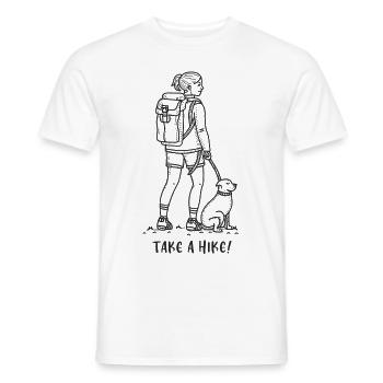 Machen Sie eine Wanderung! Frau Rucksacktour mit ihrem Hund - Männer T-Shirt - Weiß - Vorne - AI Model Male 178 dark (178cm)