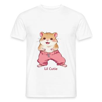 Lil Cutie – Niedlicher Hamster Retro Style - Männer T-Shirt - Weiß - Vorne - AI Model Male 178 dark (178cm)
