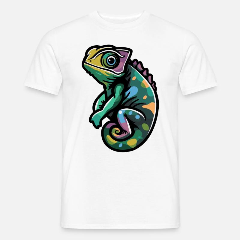Chameleon Comic - Männer T-Shirt - Weiß