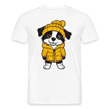Border Collie Hund Winter - Männer T-Shirt - Weiß - Vorne - AI Model Male 178 dark (178cm)