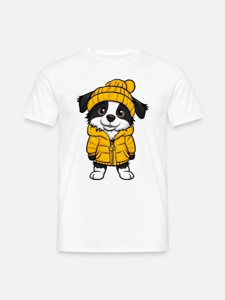 Border Collie Dog Winter - Men's T-Shirt - white