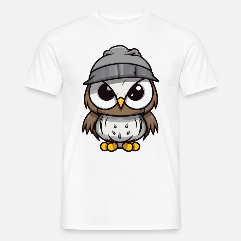 Eule Winter Comic - Männer T-Shirt - Weiß