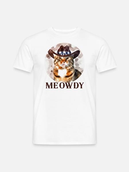 Lustiges Motiv für Katzenliebhaber - Meowdy - Männer T-Shirt - Weiß