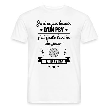 Pas besoin psy volley, idée cadeau volleyball - T-shirt homme - blanc - Devant - AI Model Male 178 dark (178cm)