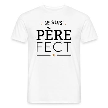 Je suis père-fect - parfait - T-shirt homme - blanc - Devant - AI Model Male 178 dark (178cm)