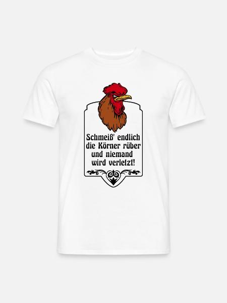 Niemand wird verletzt - grimmiger Hahn - Männer T-Shirt - Weiß
