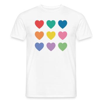 Mehrfarbige Herzen - Männer T-Shirt - Weiß - Vorne - AI Model Male 178 dark (178cm)