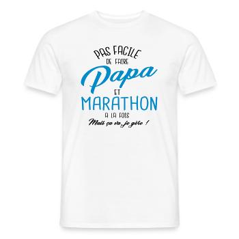 Papa et marathon - T-shirt homme - blanc - Devant - AI Model Male 178 dark (178cm)