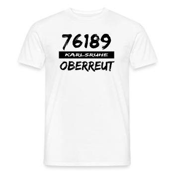 76189 Karlsruhe Oberreut - Männer T-Shirt - Weiß - Vorne - AI Model Male 178 dark (178cm)