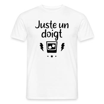 Juste un doigt, idée cadeau, alcool, apéro, humour - T-shirt homme - blanc - Devant - AI Model Male 178 dark (178cm)