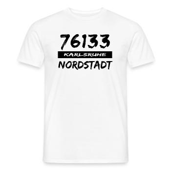 76133 Karlsruhe Nordstadt - Männer T-Shirt - Weiß - Vorne - AI Model Male 178 dark (178cm)