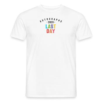2023 Autogramme am letzten Tag - College &; High School - Männer T-Shirt - Weiß - Vorne - AI Model Male 178 dark (178cm)