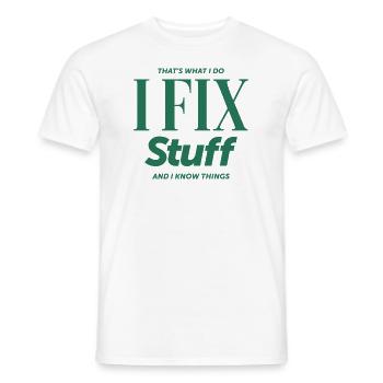 C’est ce que je fais, je répare des choses et je sais des choses - T-shirt homme - blanc - Devant - AI Model Male 178 dark (178cm)
