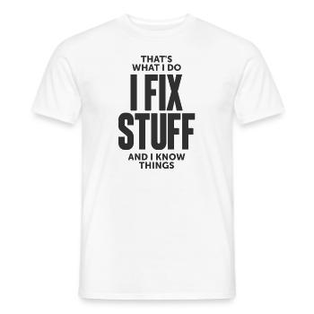 C’est ce que je fais, je répare des choses et je sais des choses - T-shirt homme - blanc - Devant - AI Model Male 178 dark (178cm)