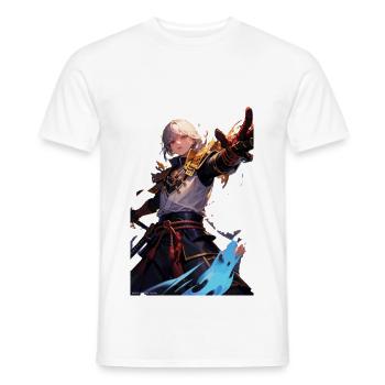 Samouraï des Éléments Maître du Feu et de la Glace - Men's T-Shirt - white - Front - AI Model Male 178 dark (178cm)