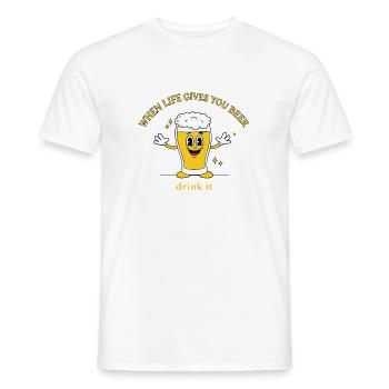Beer Life Motto Cartoon - Men's T-Shirt - white - Front - AI Model Male 178 dark (178cm)