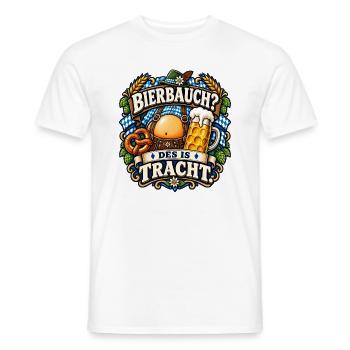 BIERBAUCH? DES IS TRACHT. – Lustiges T-Shirt - Männer T-Shirt - Weiß - Vorne - AI Model Male 178 dark (178cm)