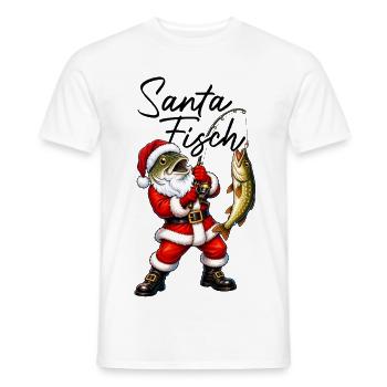 Santa Fisch Weihnachtsmann mit Fischkopf angeln - Männer T-Shirt - Weiß - Vorne - AI Model Male 178 dark (178cm)