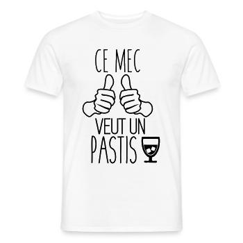 Ce mec veut un pastis humour citations alcool - T-shirt homme - blanc - Devant - AI Model Male 178 dark (178cm)