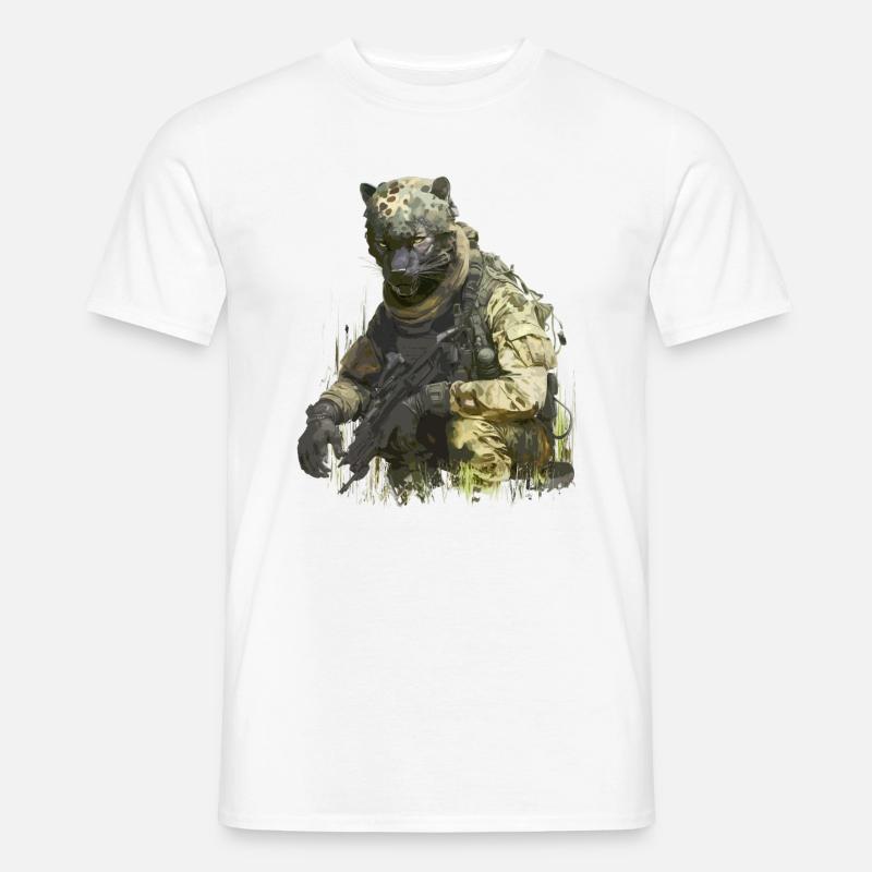 Leopard - Soldat - Männer T-Shirt - Weiß