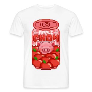 Apple Chon Pixel Art – Cute Apple Pig - Men's T-Shirt - white - Front - AI Model Male 178 dark (178cm)