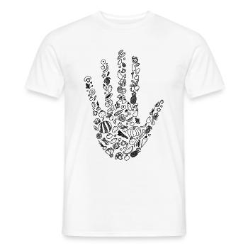 Main végétalienne - Vegan VipeZ - T-shirt homme - blanc - Devant - AI Model Male 178 dark (178cm)