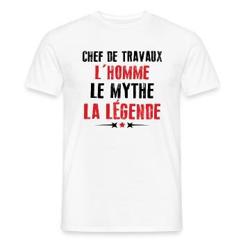 Chef de travaux l'homme le mythe la légende humour - T-shirt homme - blanc - Devant - AI Model Male 178 dark (178cm)