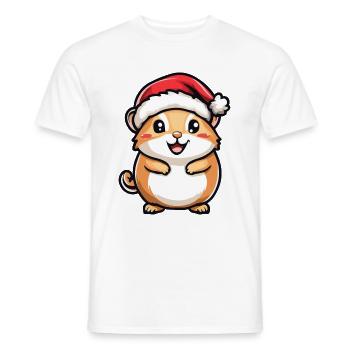 Hamster Christmas Cute - Men's T-Shirt - white - Front - AI Model Male 178 dark (178cm)