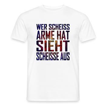 Who shit arms Looks shit off - Men's T-Shirt - white - Front - AI Model Male 178 dark (178cm)