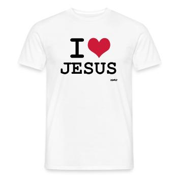 i love jesus by wam - Men's T-Shirt - white - Front - AI Model Male 178 dark (178cm)