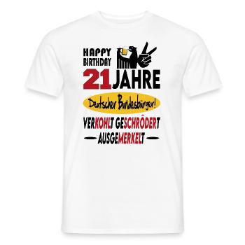 Geburtstag CDU SPD FDP Grün Politik Alter Jahre 21 - Männer T-Shirt - Weiß - Vorne - AI Model Male 178 dark (178cm)