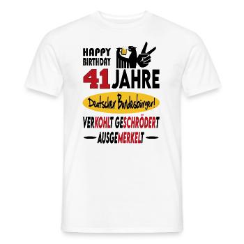 Geburtstag CDU SPD FDP Grün Politik Alter Jahre 41 - Männer T-Shirt - Weiß - Vorne - AI Model Male 178 dark (178cm)