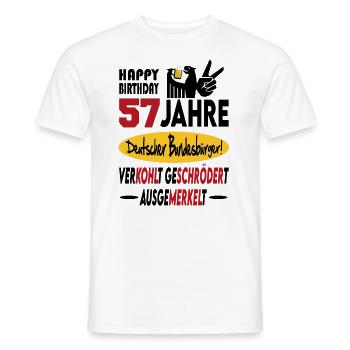 Geburtstag CDU SPD FDP Grün Politik Alter Jahre 57 - Männer T-Shirt - Weiß - Vorne - AI Model Male 178 dark (178cm)
